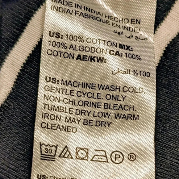 Chicos Convertible Striped Cotton Twist Neck Tee Sz XL 3 Black White 3/4 Sleeve - Picture 7 of 7